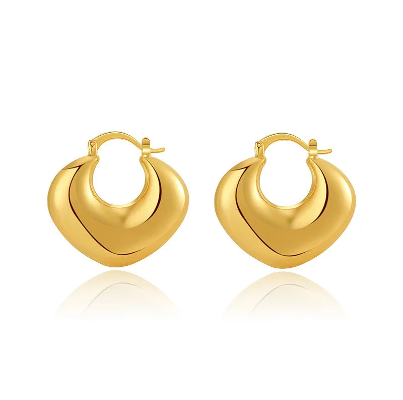 Fashion Hot Sale Trendy 18k Gold Plated Heart Hollow Hoop Earrings 3cm Unisex Jewelry for Anniversary