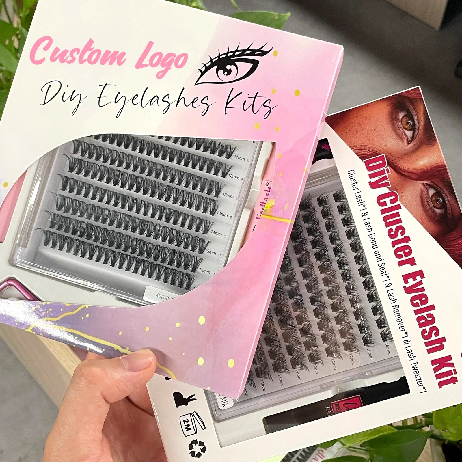 At Home Cluster Lashes Diy Eyelash Extension Kit Vegan Silk Cluster Lashes Comfortable Knot Free Lash Segment Cluster