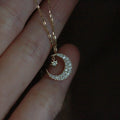 Hot Sale INS Inspired Pure 925 Sterling Silver Women's Jewelry Fancy Clavicle Zircon Crescent Moon Star Trendy Snake Weddings