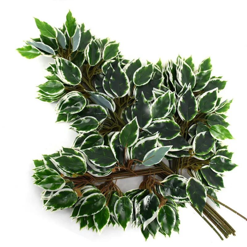 Artificial Green Plant Grass Leaf Artificial Banyan Tree Leaves for Wedding Party Tree Decor