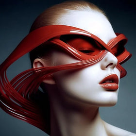 DL GLASSES Catwalk Punk Y2K Unisex Sunglasses Red Futur Oversize Trendy Custom Cat Eye UV400 PC Frame