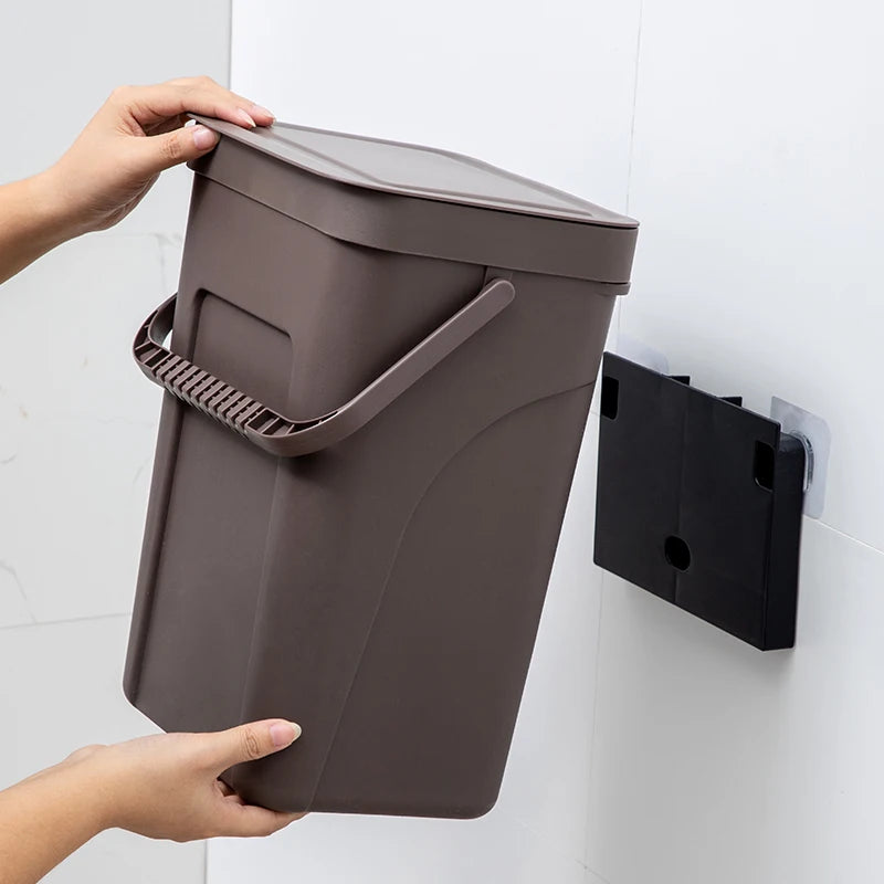 Wall-Mounted Plastic Waste Bin Kitchen Garbage Can Hanging Dust Bins Rubbish Trash Can