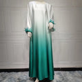 Hot Selling Modest Dubai Abaya Islamic Clothing Muslim Women Wear Kimono Slip Dress Ombre Feather 2 Piece Set Abaya