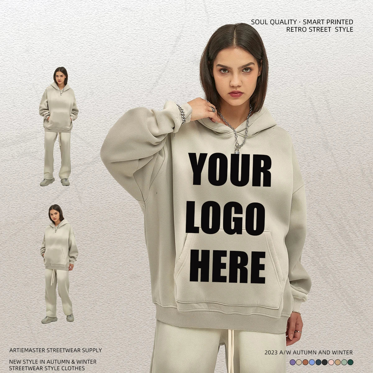 Artiemaster 2026 Winter Solid Color Blank Fleece Polyester and Cotton Thick 360 Gsm Heavy Weight Spray Dyed Hoodies for Men