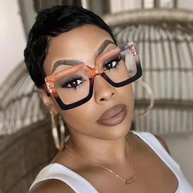 JH9012 New Fashion Eyewear Trendy Sun Shades clear Lens Beauty Makeup Glasses square Oversized Women Sunglasses