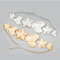 2023 Spring ZA New Metal Gold Plated Big Flower Star Heart Pendant Necklace Earring Set Wholesale