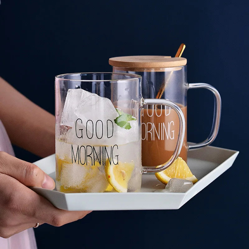 Wholesale 420ml Glass Water Cup Borosilicate Glass Drinking Cup Heat Resistant Glass Juice Cup For Milk Breakfast