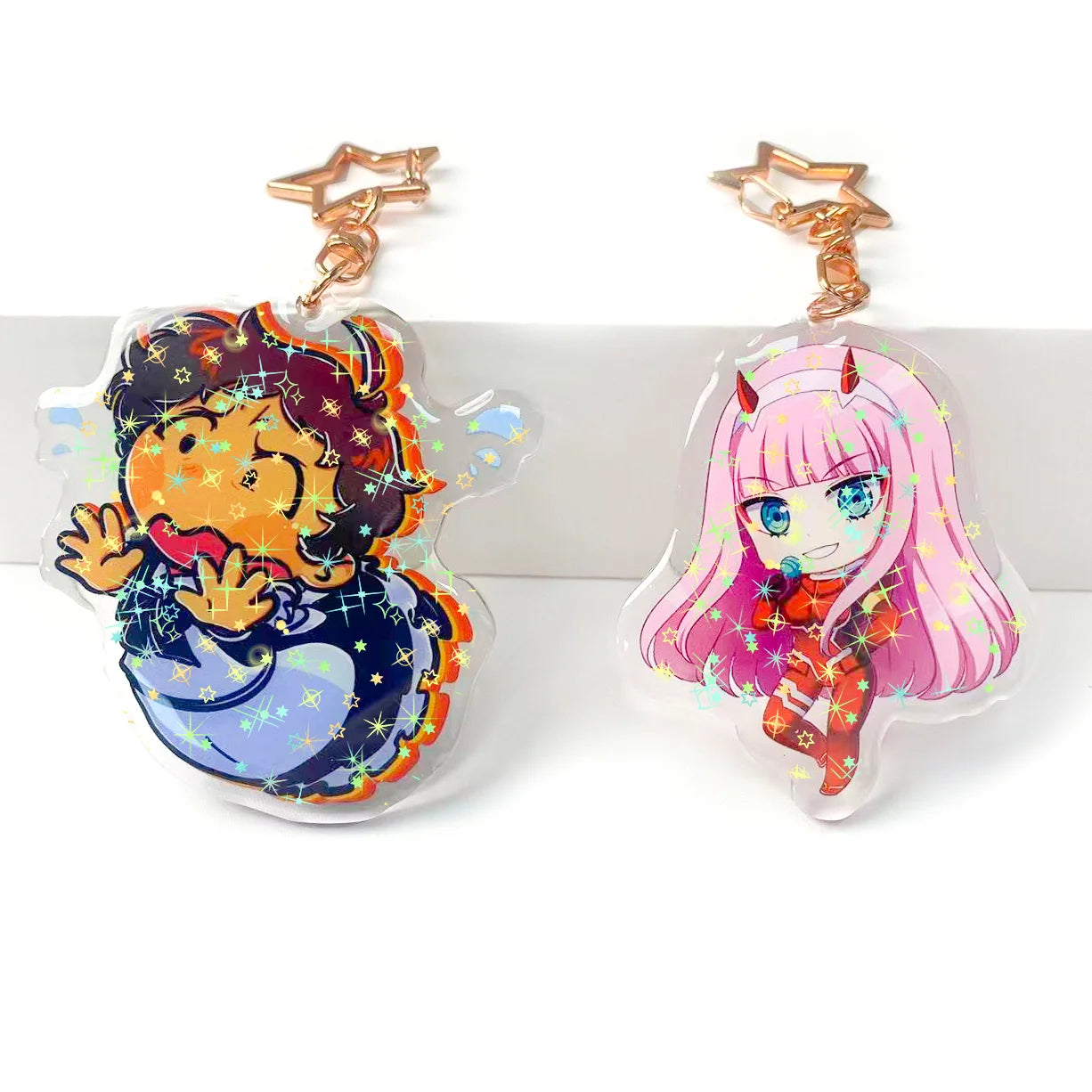 One Piece Custom Cute Anime Cartoon Design Holographic Girl Acrylic Keychain Custom Epoxy Acrylic Luxury Keychain