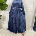 Modest Abaya Long Sleeve Soft Maxi Dress Winter Muslim Wear Islamic Clothing Velvet Fleece Pleated Abaya