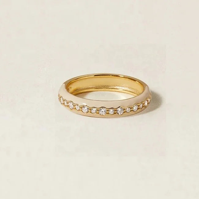 LOZRUNVE Custom CZ Stone Colored Enamel Dome Band Ring Sterling Silver 925 Jewelry Wholesale