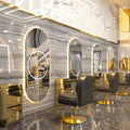 HY Modern Design Stainless Steel Barber Station LED Lights Styling Mirror Commercial Salon Furniture 170x70cm Adjustable