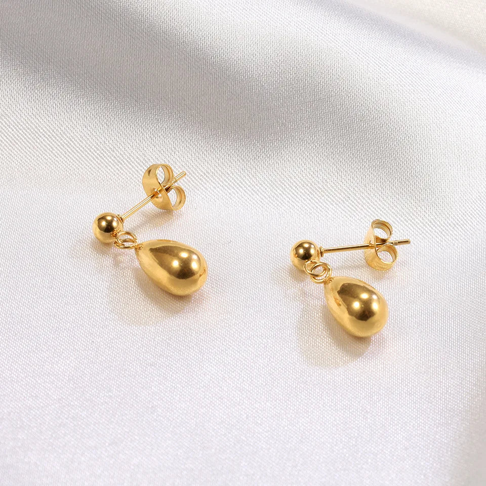 Dainty Hypoallergenic Stainless Steel Pvd Gold Plated Waterdrop Shape Earring Tarnish Free Jewelry for Women