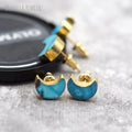 ER27812 Natural Gemstone Turquoise Crescent Moon Shape Stud Earrings Gold Plated Celestial Jewelry Bride Bridesmaid Stylish Gift
