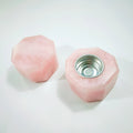 DIY Customized Label Natural Mineral Rose Quartz Candle Holders Crystal Healing Candlestick Holder for Decoration Natural Stone