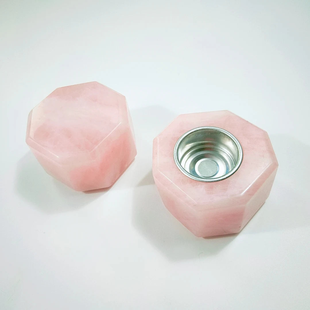 DIY Customized Label Natural Mineral Rose Quartz Candle Holders Crystal Healing Candlestick Holder for Decoration Natural Stone