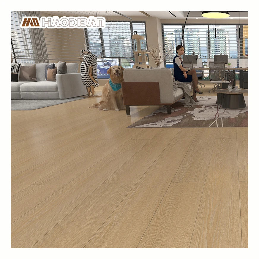 Waterproof Deep Embossed Beige Wood Texture PVC Click Vinyl Plank 4mm 5mm 6mm 7mm 8mm Office Building SPC Flooring