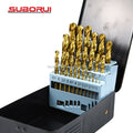 SUBIRUI DIN338 High Speed Steel HSS M2 4341 4241 Titanium 25pcs Set HSS Drill Bits Set for Metal Stainless Steel Drilling