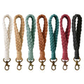 Cute Handmade Weaved Keychain Lanyard Macrame Wristlet Keychain Boho Women Braided Keychain