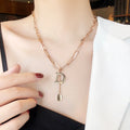 Trendy Fashion O-shaped Link Chain Women's Party Daily Matching Jewelry Letter D Pendant Golden Stainless Steel Necklace