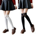 Wholesale Black White Lace Extra Long Socks Women Lolita Cotton Over the Knee Thigh High Socks
