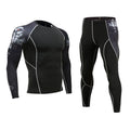 2 Pcs Men's Fighting Sets Long Sleeve Compression Tight Gym Training Sportswear Fitness Sweatsuit Sets Baselayer Top Bottom Cool