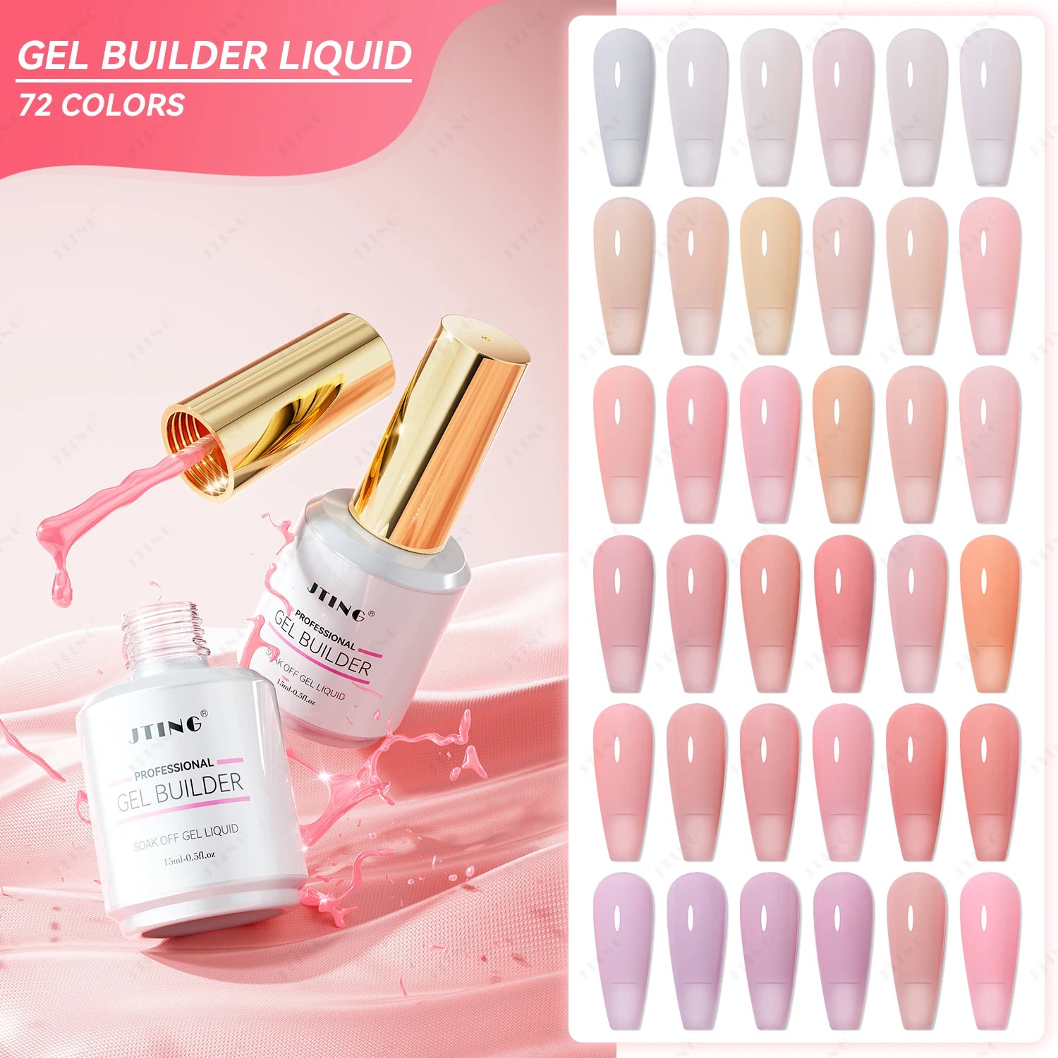 JTING Hot Popular 72colors Biab Gel Builder in a Bottle Nail Extension Hema Free Rubber Base Gel Polish Gel Builder  Liquid