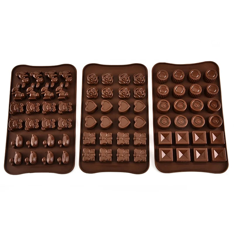 Nonstick Reusable 15 Cavity Homemade Heart Shape Silicone Chocolate Candy Molds Ice Cube Trays Cake Baking Mold