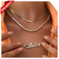 HOVANCI 3Wholesale Fashion Necklace Trendy Personality Diamond Multi Layer Necklaces for Women 12 Zodiac Pendant Necklace Letter