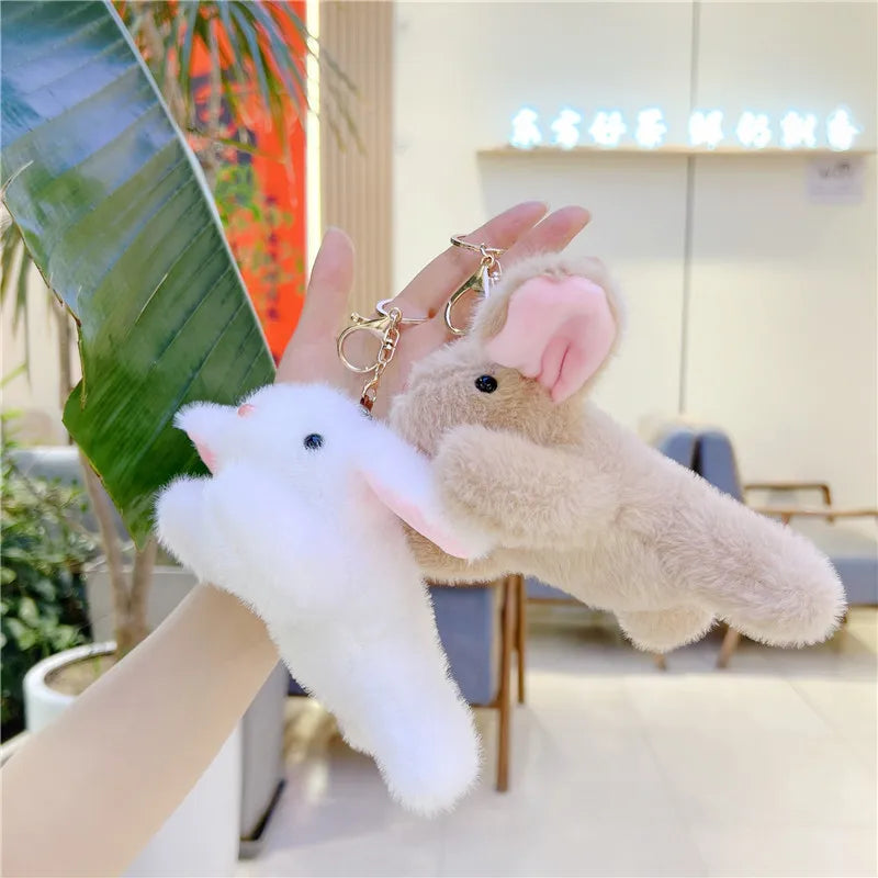 Wholesale 15CM Plush Floppy Fur Easter Bunny Keychain Cute Peluches Stuffed Animal Toys Rabbit Key Chain Plushie Doll Child Gift
