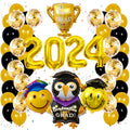 Hot Selling 2024 Graduation Party Black Waterproof Paper Balloons Decorations with Graduation Cap & Book Logo