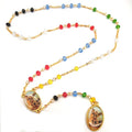 Best Seller Transparent Multi-colors 4*6 mm Glass Beads with Saint Michael Chaplet Gold Chain Rosary