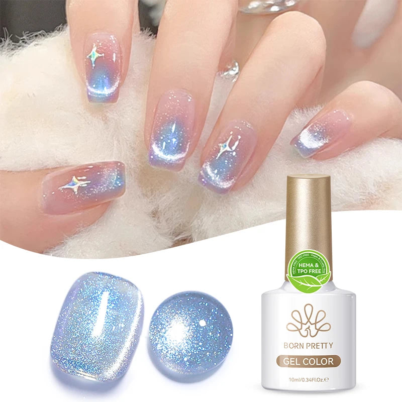BORN PRETTY Customize Logo Glacier Shimmer Cat Magnetic Gel Varnish Semi Permanent Summer Cat Eye Gel Polish Colors Manufacturer