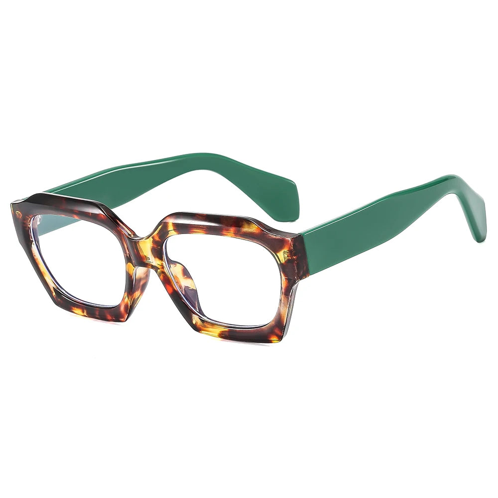 2025 Retro Polygonal Animal Motif PC Eyewear Square Anti-Blue Light Computer Glasses