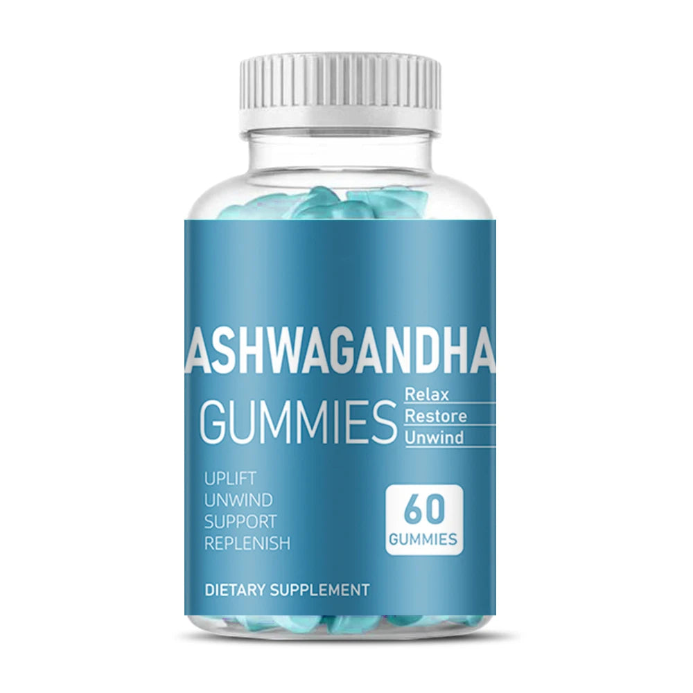 Private Label Natural Stress Well Sleep Gummy Candy Ashwagandha Vitamins Customizable Shapes Colors OEM Service for Men Women