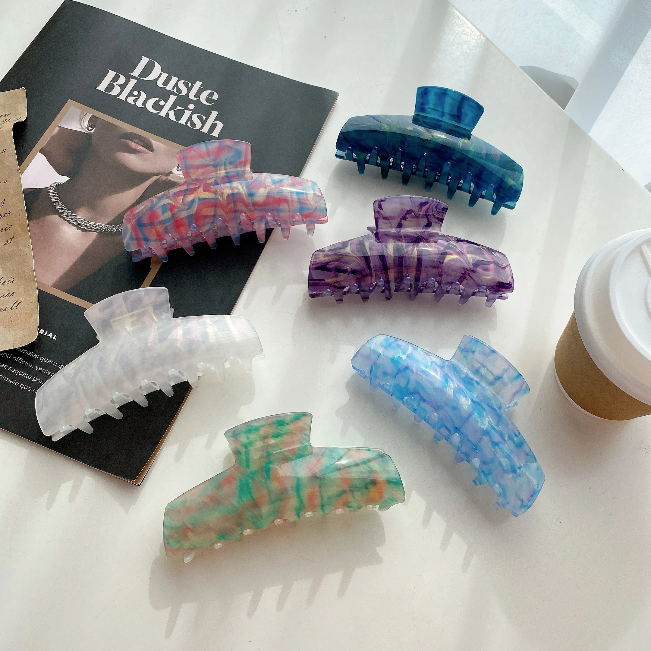 DOWELL Wholesale Korean Retro Grab Clip Shark Clip Hair Accessories extra Large Acrylic Hair Claw Clips