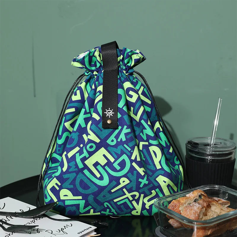 Portable Thermal Insulated Cooler Lunch Bags Luxury Food Picnic Bag Cotton Waterproof Drawstring Lunch Bag