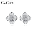 CZCITY Summer Metal Woman 925 Shaped Silver Earing Necklace Lady Turkish Western Flower Stud Earrings
