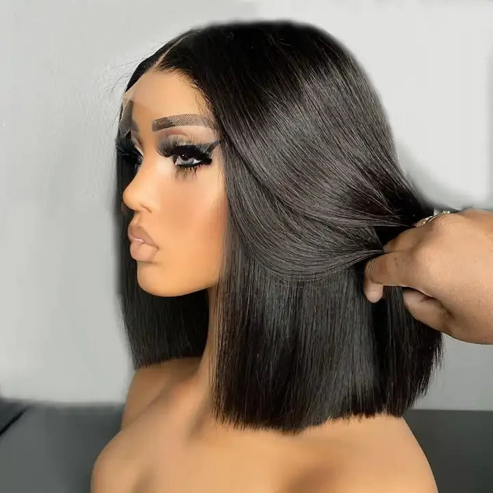 Soft Straight Bob Wig Super Double Drawn Virgin 13x4 Full Frontal Bob Wig Frontal Wig Brazilian Hair