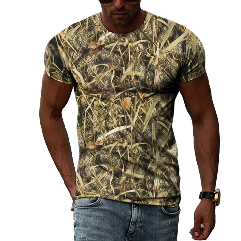 Hunting Green Formal Wear Shirt Short Sleeve Camo T Shirts Stretch Hunt Shirt