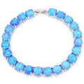 HQ GEMS Man-made Opal 8mm Blue Stone Fire Opal Brass Fashion Bracelet Synthetic Opal Jewelry
