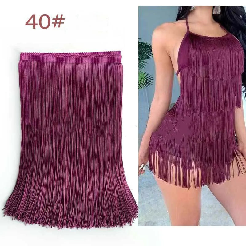 Diy Clothes Accessories 30cm Single Line Polyester Lace Trims Sewing Knitted Latin Dance Costume Tassel Fringe Lace Fabric