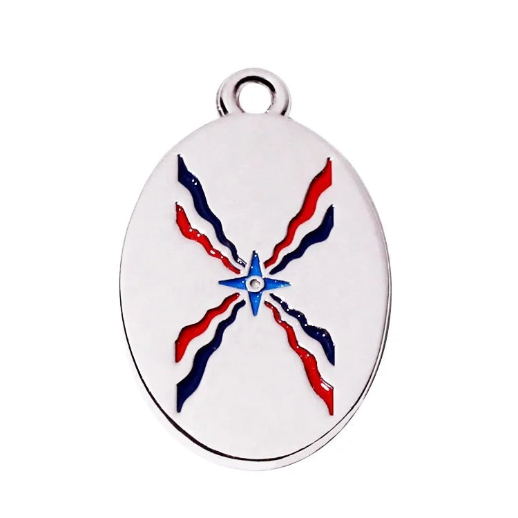 Oval Shape Custom Enamel Charms Designs Zinc Alloy Jewelry Fitting Metal hang Pendant Tags for Earring