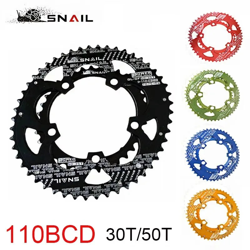SNAIL 110BCD Chainring MTB Road Bike Chainwheel Plate Double Oval Bicycle 50T/35T Chain Ring 9-11S Ultralight Bike Parts