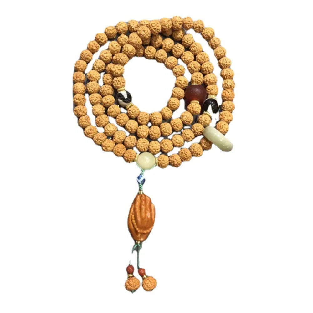 Wholesale Natural Nepal Rudraksha Bodhi Seed Bead Mala Prayer 108 Meditation Yoga Beads Necklace Bracelet Jewelry Supplier