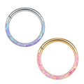 SC Hot Selling Indian Nose Rings Hoop 316L Stainless Steel 16G Hinged Clicker Septum Ring Luxury Natural Opal Nose Rings 2022
