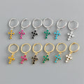 Fashion 925 Sterling Silver 18k Gold Plated Cross-shaped Colored Zircons Diamond Hoop Earrings