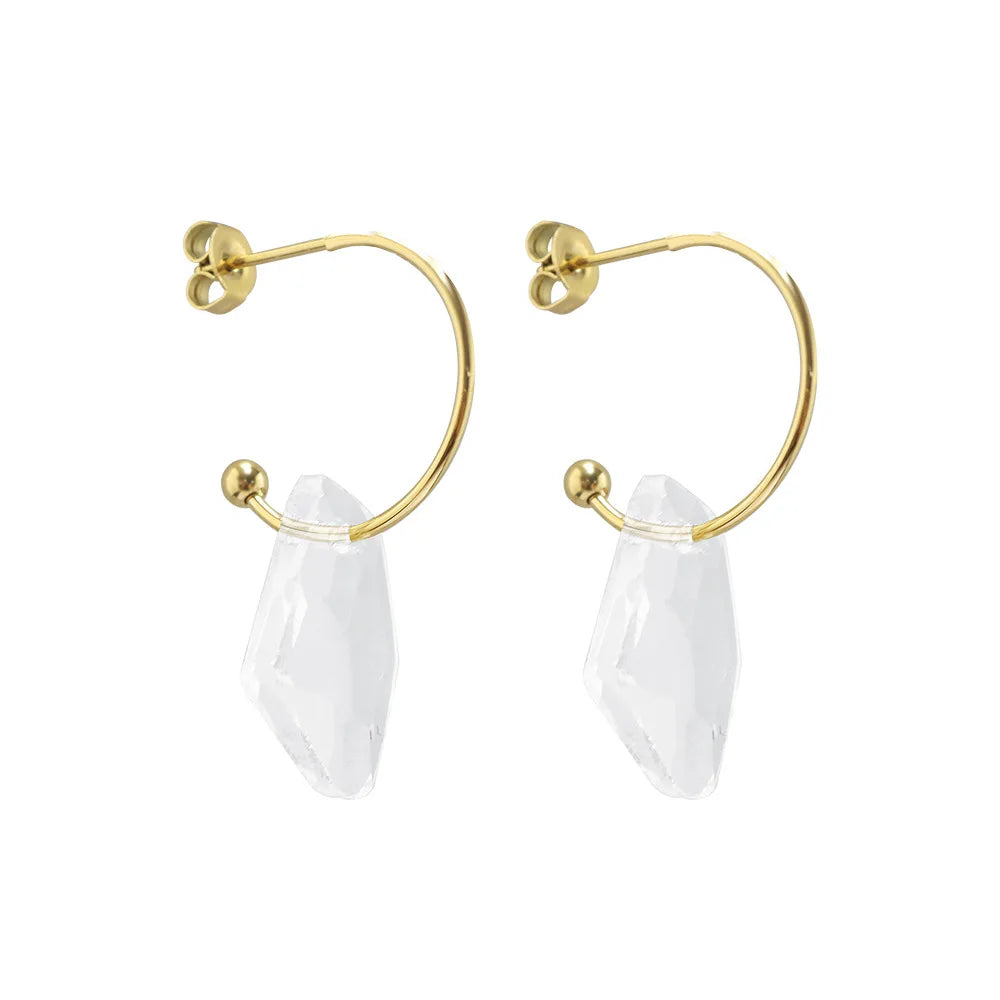 Stainless Steel White Transparent Cubic Zircon Jewelry Earrings