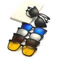 New TR90 Square Frame Magnetic Clip on Sunglasses Polarized Lens Custom Trendy Clip on Sunglasses 2024