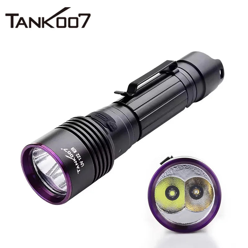 For Tank007 Rechargeable UV Flashlight 365nm Dual LED Light Ultraviolet Torch for Enforcement Inspection Industrial Use
