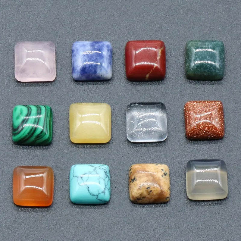 10mm Small Square Bare Ring Natural Crystal Single Arc Geometric Square Flatback for DIY Jewelry Making